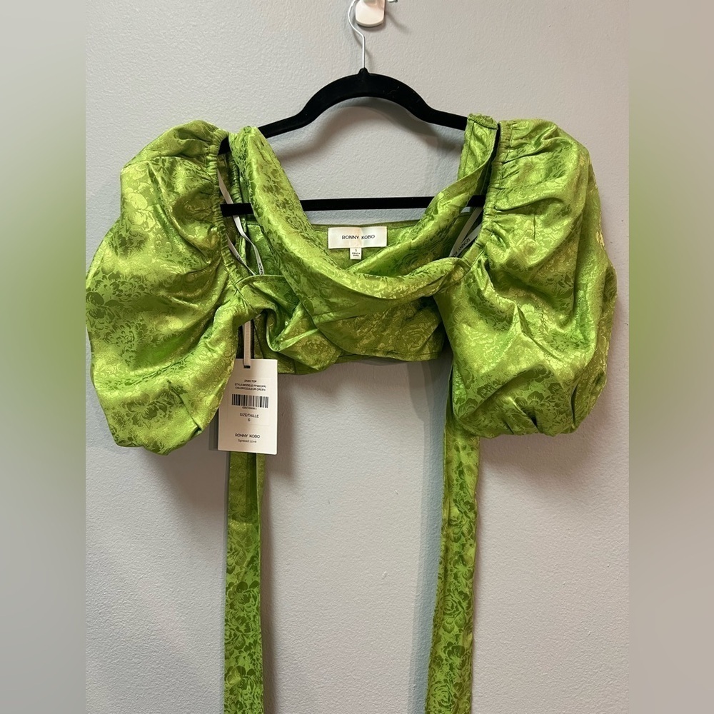 SET Ronny Kobo NWT Green Zano top & Marlo Maxi High Slit Skirt Set ($706) SMALL - Picture 3 of 9